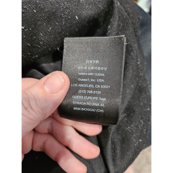 Vintage y2k 90's Guess Black Blue Tuxedo-Collar Blazer Single Button Y2K Size 6 - Picture 9 of 12